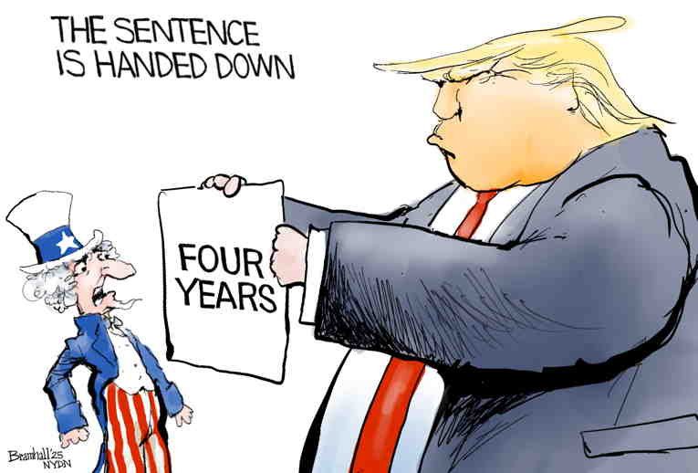 Political/Editorial Cartoon by Bill Bramhall, New York Daily News on Trump Sentenced