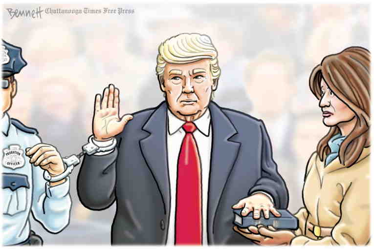 Political/Editorial Cartoon by Clay Bennett, Chattanooga Times Free Press on Trump to Be Inaugurated