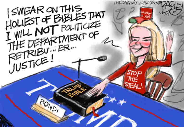 Political/Editorial Cartoon by Pat Bagley, Salt Lake Tribune on January 6 Deniers Speak