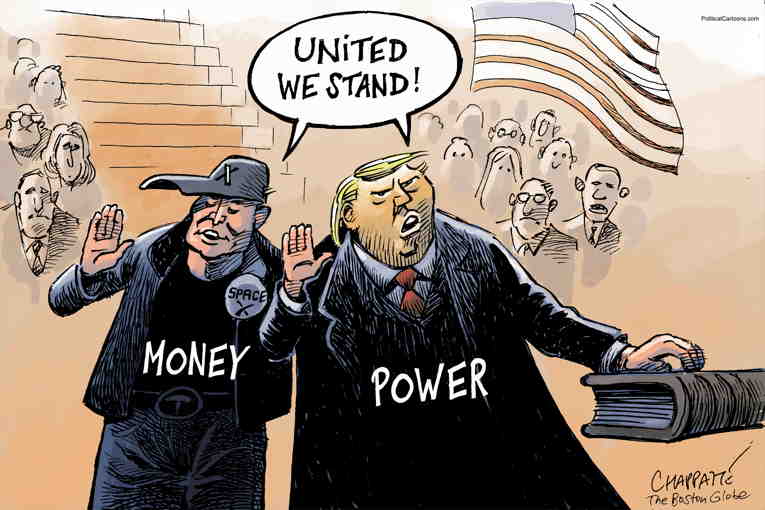 Political/Editorial Cartoon by Patrick Chappatte, International Herald Tribune on Madman Sworn in as President