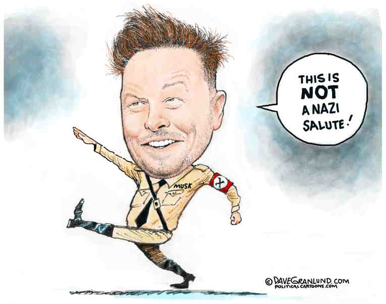 Political/Editorial Cartoon by Dave Granlund on Musk Salutes Nazis