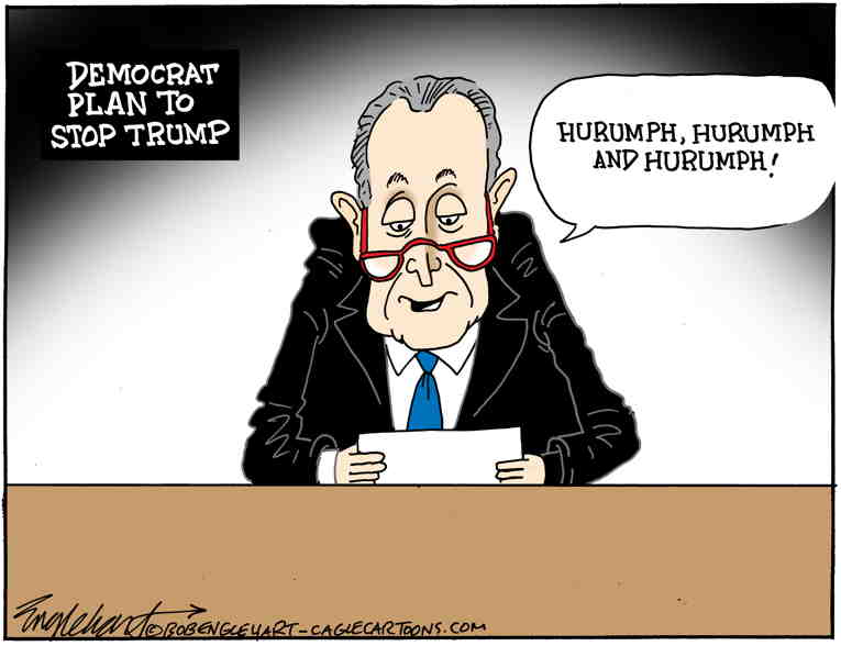 Political/Editorial Cartoon by Bob Engelhart, Hartford Courant on Democrats Outraged