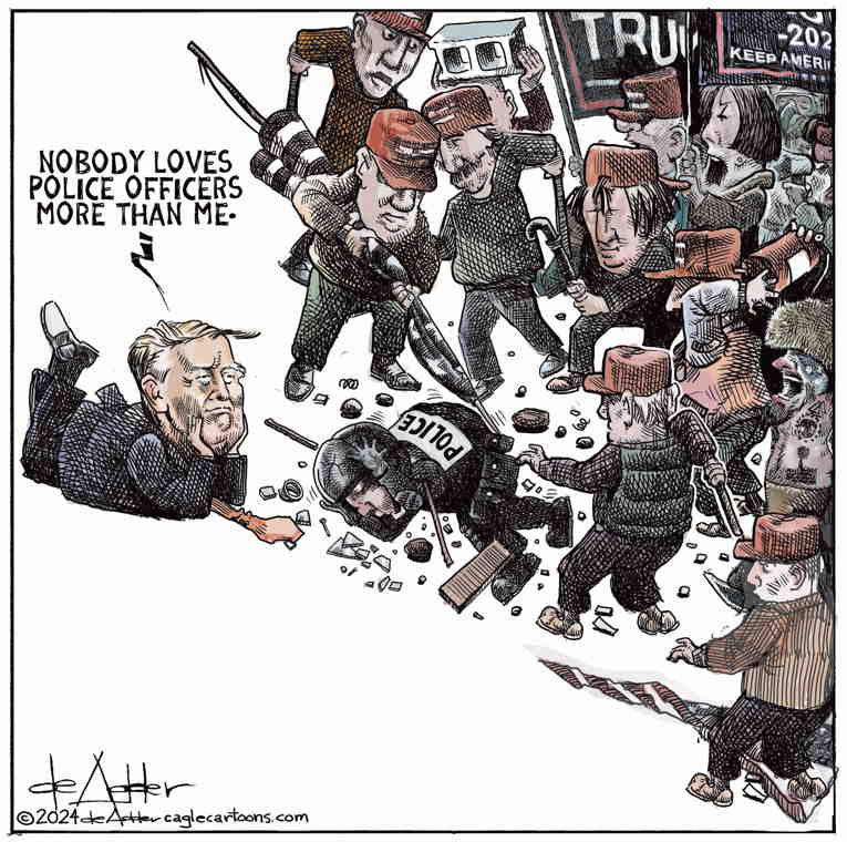 Political/Editorial Cartoon by Michael de Adder on Jan. 6 Terrorists Escape