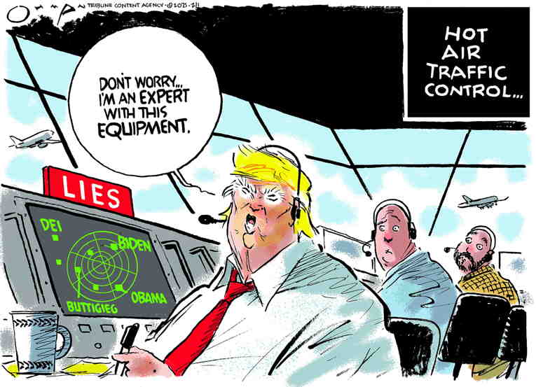 Political/Editorial Cartoon by Jack Ohman, The Oregonian on Plane Crash Kills 67