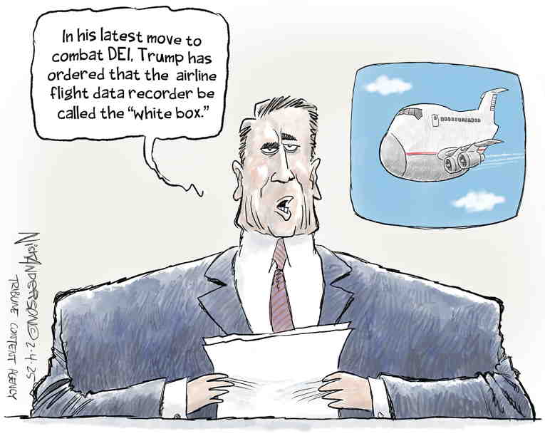 Political/Editorial Cartoon by Nick Anderson, Houston Chronicle on Plane Crash Kills 67