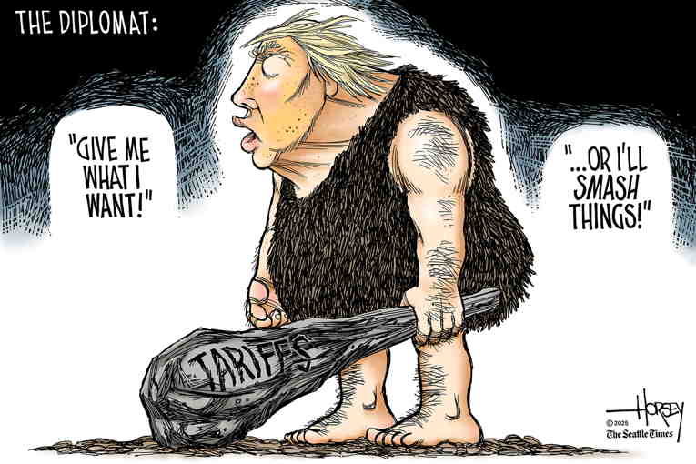 Political/Editorial Cartoon by David Horsey on Trump Declares Trade War