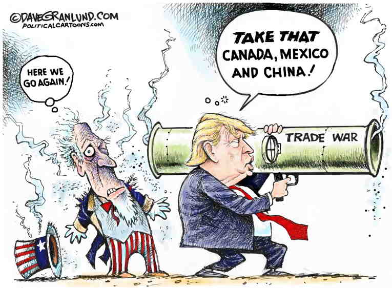 Political/Editorial Cartoon by Dave Granlund on Trump Declares Trade War