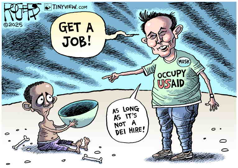 Political/Editorial Cartoon by Rob Rogers on Musk Flexes Muscles