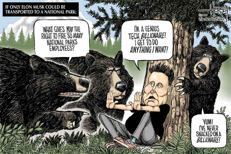 Political/Editorial Cartoon by David Horsey on Musk: “I Love Cutting!”