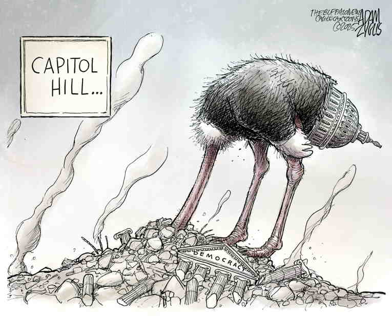 Political/Editorial Cartoon by Adam Zyglis, The Buffalo News on Dems Think About Acting