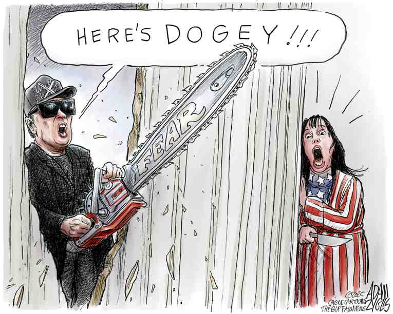 Political/Editorial Cartoon by Adam Zyglis, The Buffalo News on Drug Addict Wields Chainsaw