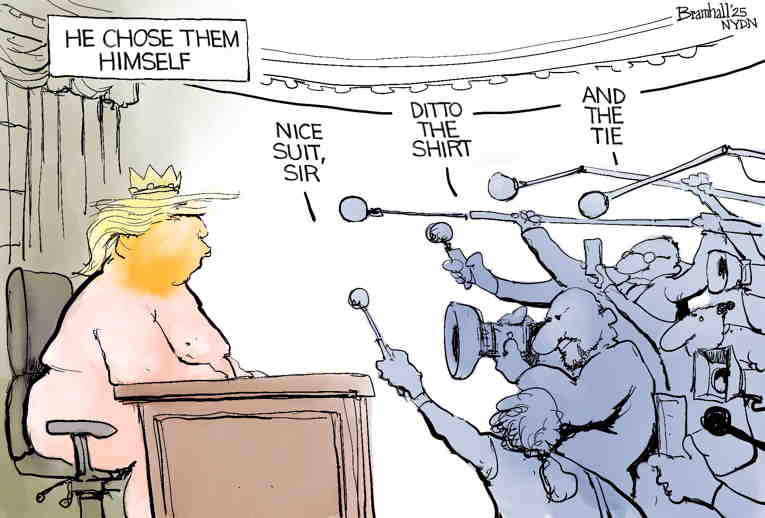 Political/Editorial Cartoon by Bill Bramhall, New York Daily News on Psychopath Attacks Press