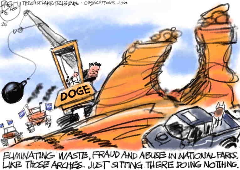 Political/Editorial Cartoon by Pat Bagley, Salt Lake Tribune on Musk Attacks Workers