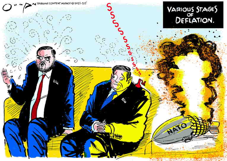 Political/Editorial Cartoon by Jack Ohman, The Oregonian on Trump Attacks Ukraine