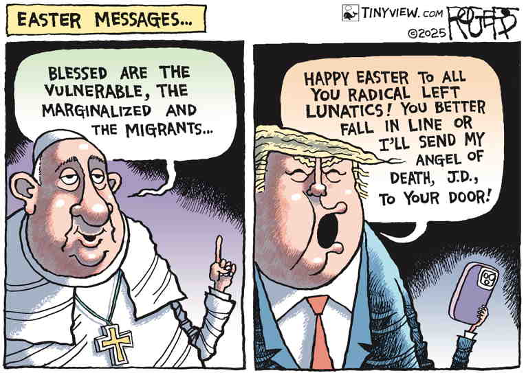 Political/Editorial Cartoon by Rob Rogers on Vance Visits Pope