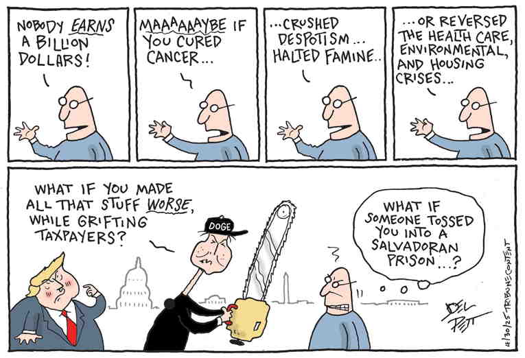 Political/Editorial Cartoon by Joel Pett, Lexington Herald-Leader, CWS/CartoonArts Intl. on Musk Retreats