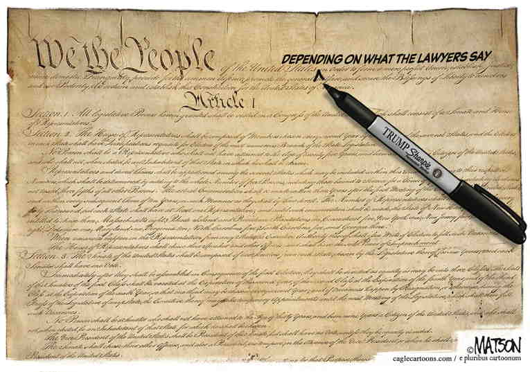 Political/Editorial Cartoon by RJ Matson, Cagle Cartoons on US Constitution in Question