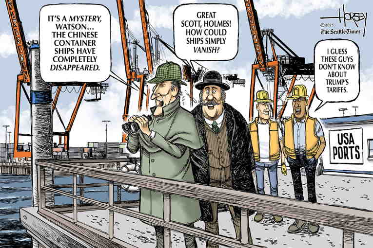 Political/Editorial Cartoon by David Horsey on Trade War Brings Pain