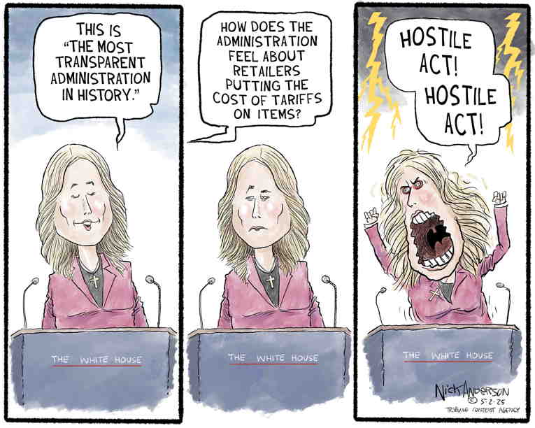 Political/Editorial Cartoon by Nick Anderson, Houston Chronicle on Trade War Brings Pain