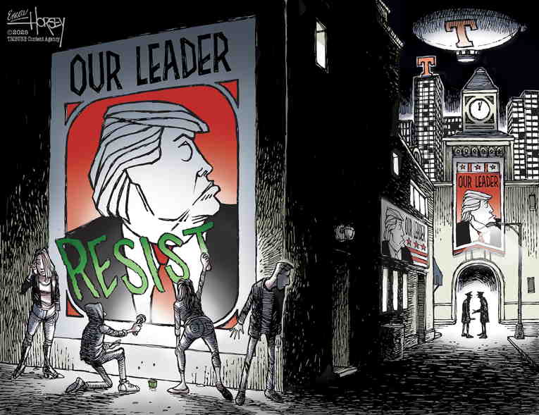 Political/Editorial Cartoon by David Horsey on Dissent Growing