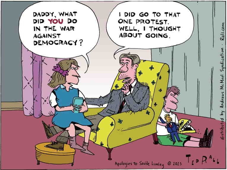 Political/Editorial Cartoon by Ted Rall on Dissent Growing
