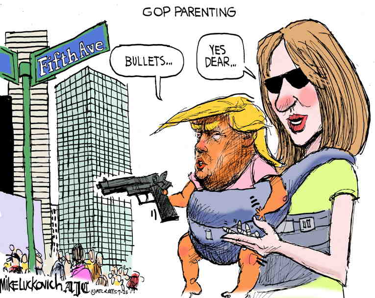 Political/Editorial Cartoon by Mike Luckovich, Atlanta Journal-Constitution on Trump Issues King’s Decrees