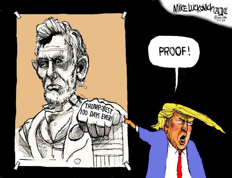 Political/Editorial Cartoon by Mike Luckovich, Atlanta Journal-Constitution on Trump Issues King’s Decrees