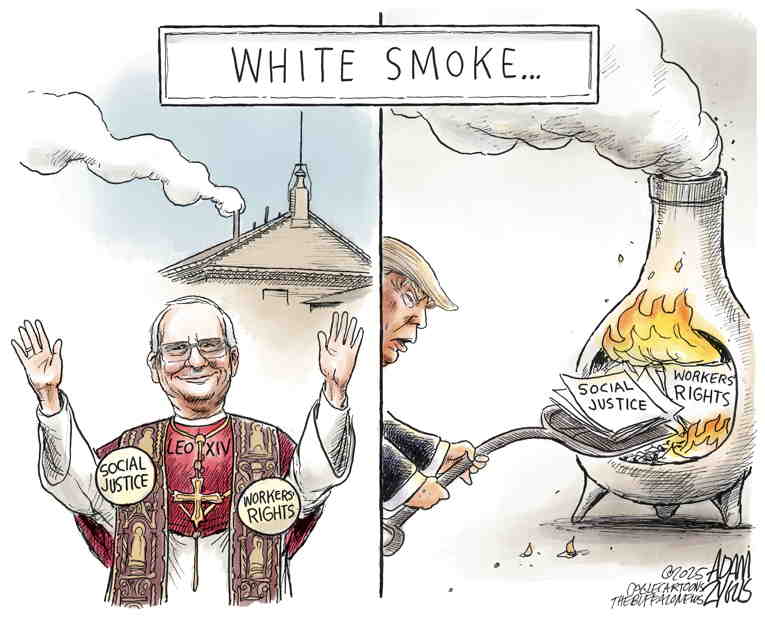 Political/Editorial Cartoon by Adam Zyglis, The Buffalo News on New Pope Makes Impression