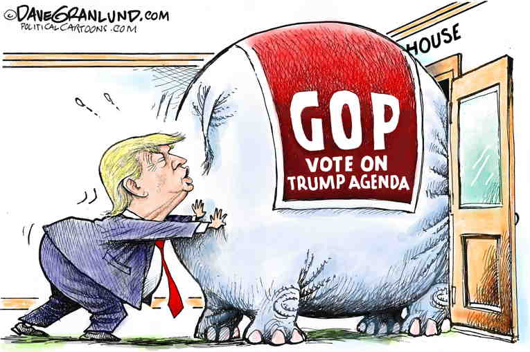 Political/Editorial Cartoon by Dave Granlund on “Big Beautiful Bill” Stalls