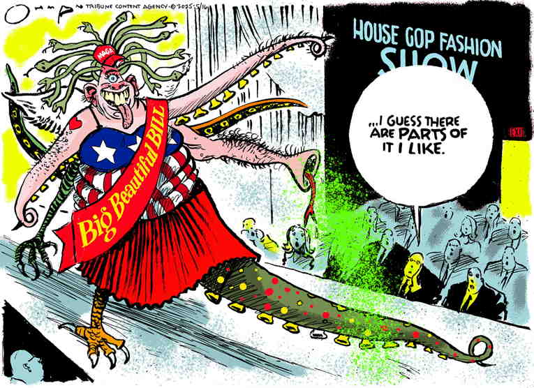 Political/Editorial Cartoon by Jack Ohman, The Oregonian on “Big Beautiful Bill” Stalls
