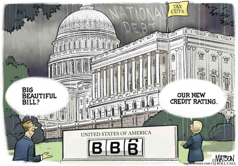 Political/Editorial Cartoon by RJ Matson, Cagle Cartoons on “Big Beautiful Bill” Stalls