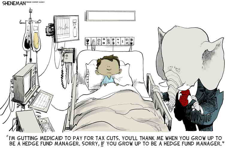 Political/Editorial Cartoon by Drew Sheneman, Newark Star Ledger on “Big Beautiful Bill” Stalls