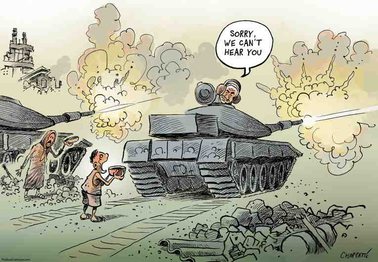 Political/Editorial Cartoon by Patrick Chappatte, International Herald Tribune on Genocide Nearly Complete