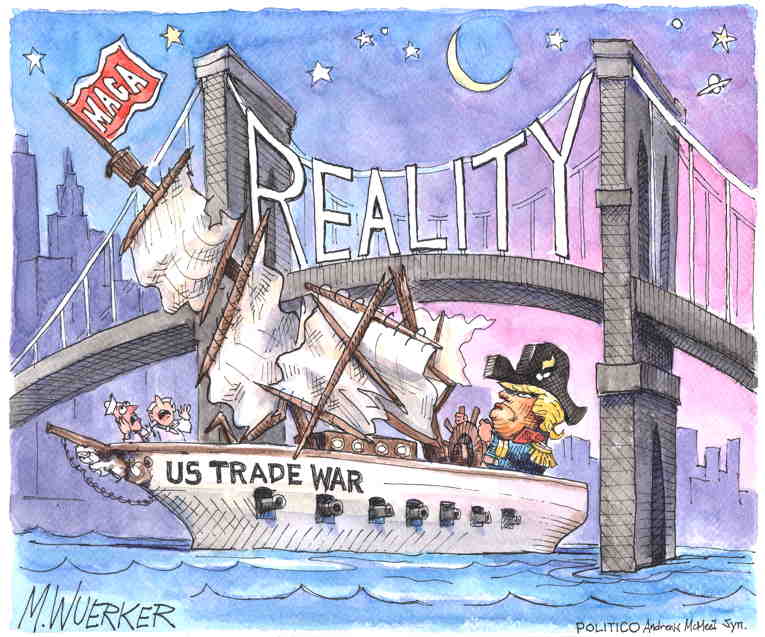 Political/Editorial Cartoon by Matt Wuerker, Politico on Trump Claims Tariff Victory