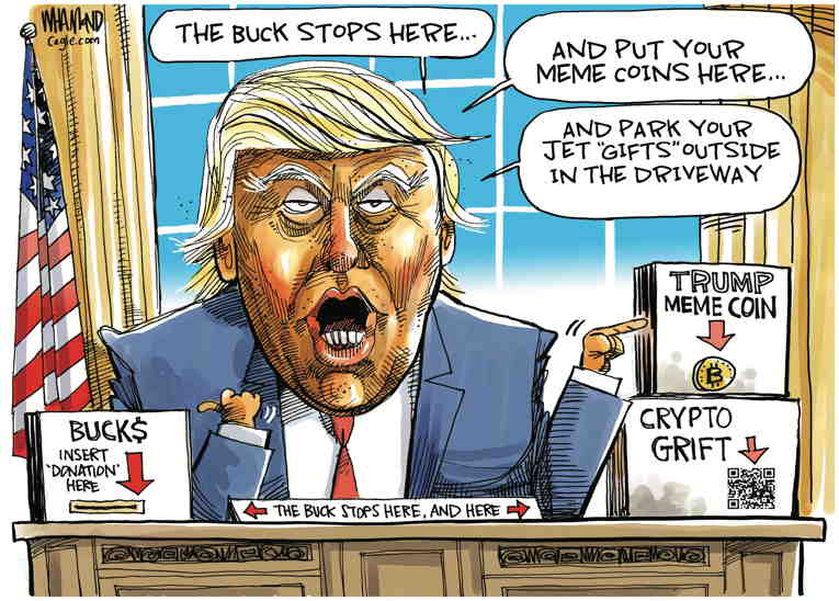 Political/Editorial Cartoon by Dave Whamond, Canada, PoliticalCartoons.com on Trump Grift Deepens