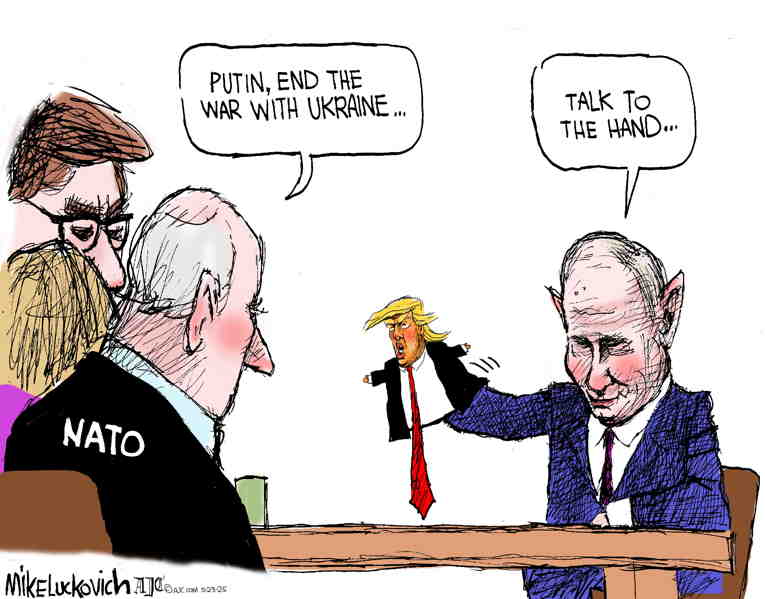 Political/Editorial Cartoon by Mike Luckovich, Atlanta Journal-Constitution on Russia Plans Major Offensive