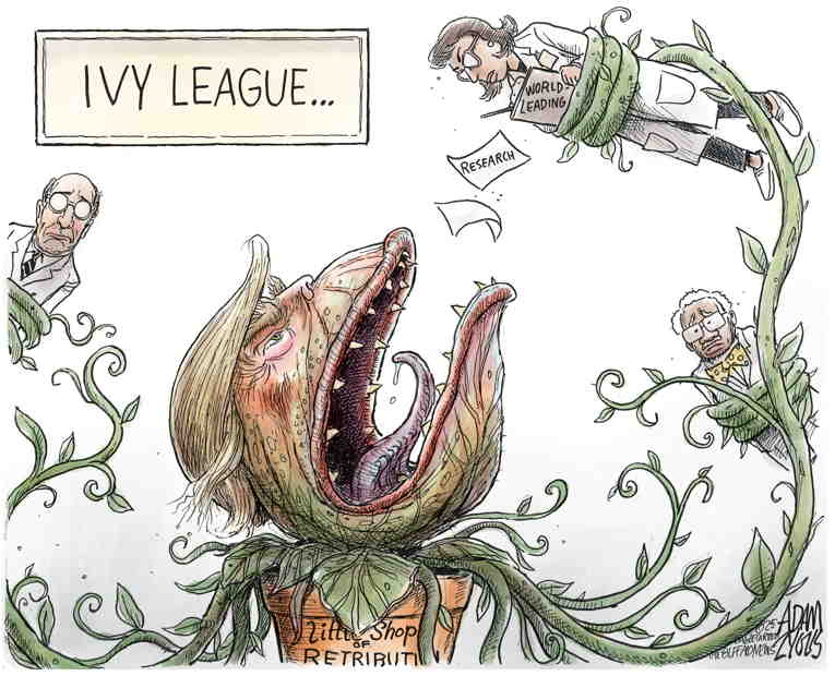 Political/Editorial Cartoon by Adam Zyglis, The Buffalo News on Trump Escalates Harvard War
