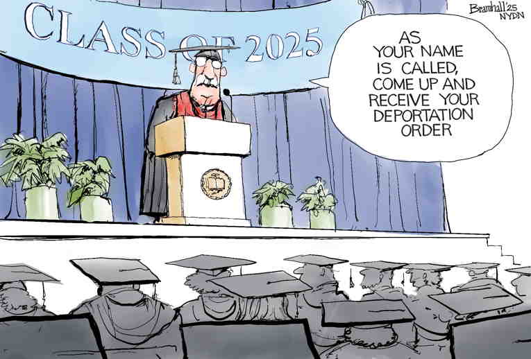 Political/Editorial Cartoon by Bill Bramhall, New York Daily News on Trump Escalates Harvard War