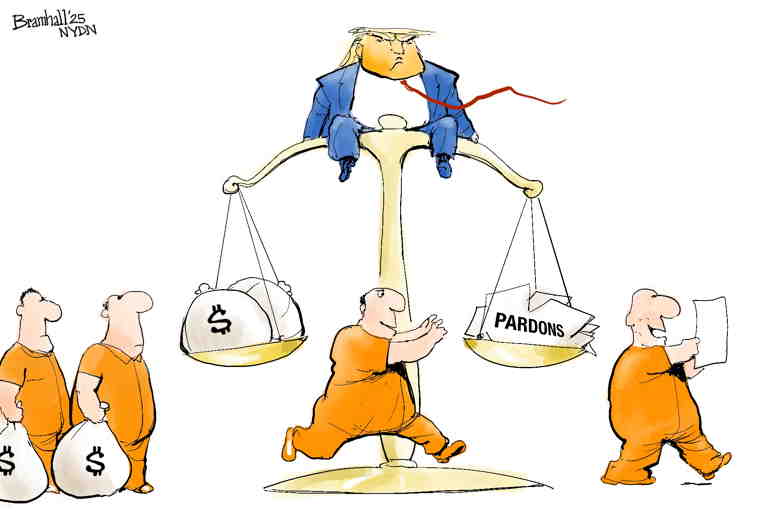 Political/Editorial Cartoon by Bill Bramhall, New York Daily News on Trump Selling Pardons