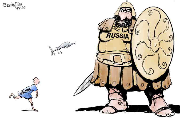 Political/Editorial Cartoon by Bill Bramhall, New York Daily News on Ukraine Strikes Russian Bases