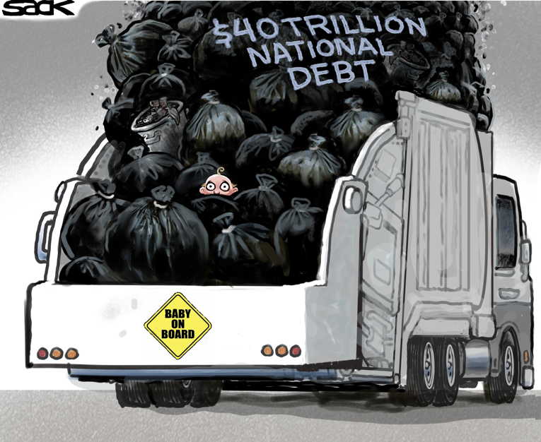 Political/Editorial Cartoon by Steve Sack, Minneapolis Star Tribune on Deficit Soars