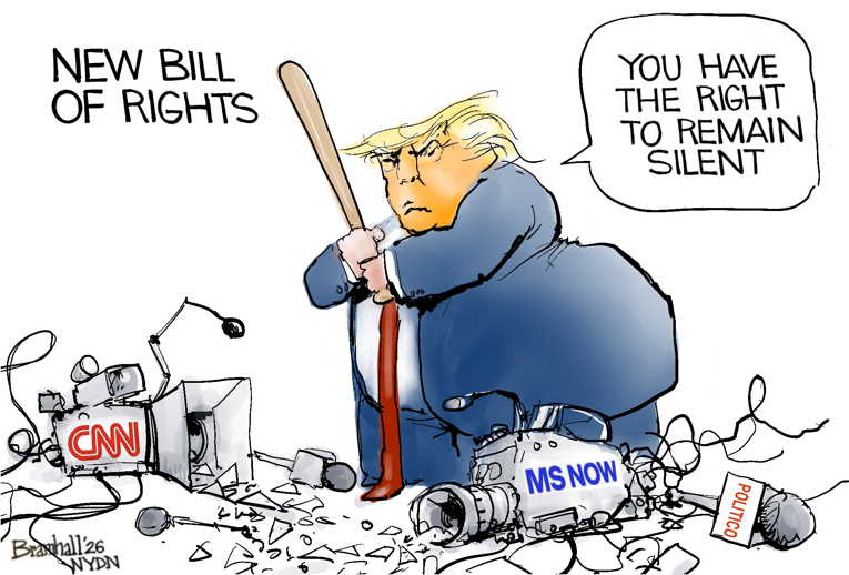 Political/Editorial Cartoon by Bill Bramhall, New York Daily News on Despot Bans Free Press