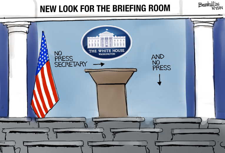 Political Cartoon on 'Press Secretary Zacharia Fired' by Bill Bramhall ...